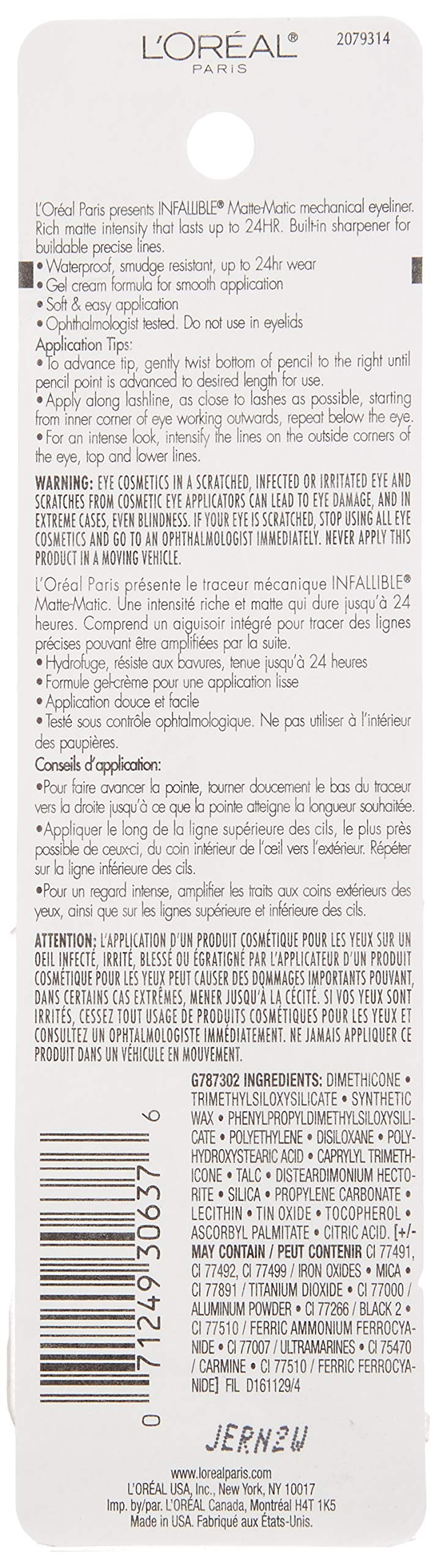 L'Oreal Paris Infallible Matte-Matic Mechanical Eyeliner, Ultra Black, 0.01 oz. L'Oréal Paris