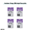 Natural Dental Floss Picks (200 Ct) - Vegan, Sustainable, Eco-Friendly Flossers for Adults with Tooth Pick Flossers - Plaque Remover for Teeth Cleaning - Zero Waste Oral Care Dental Pick Kids Floss HAPPY ECO