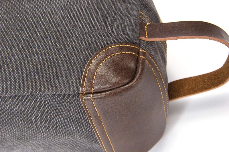 emissary Men's Toiletry Bag Leather and Canvas Travel Toiletry Bag Dopp Kit for Men Shaving Bag for Travel Accessories (Gray) emissary