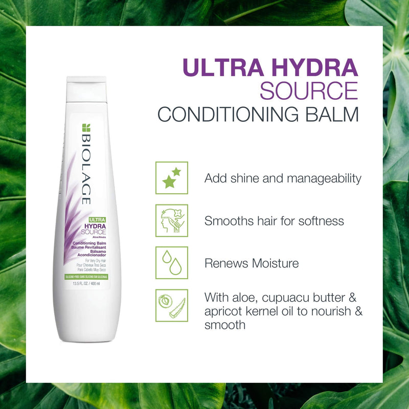 BIOLAGE Ultra Hydrasource Shampoo & Conditioner Bundle | Extremely Moisturizes Hair To Prevent Breakage | Silicone & Paraben-Free | For Very Dry Hair | 33.8 Fl. Oz. BIOLAGE