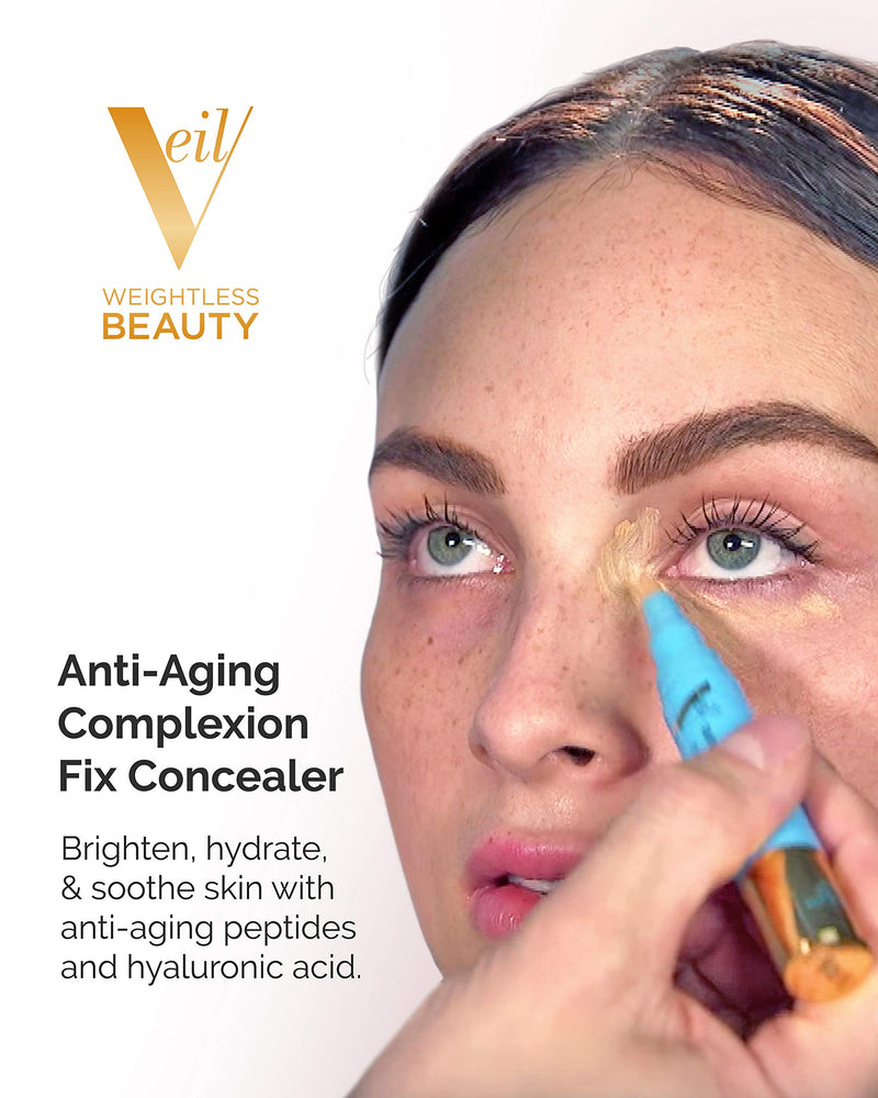 Veil Cosmetics | Complexion Fix Concealer | Shade 2N Light Neutral | Multi-Use Leakproof Pen | Oil-Free, Liquid, Concealer, Highlighter & Corrector | Vegan | Cruelty, Paraben, & Fragrance Free Veil Cosmetics