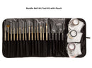 Beaute Galleria Bundle 50 Pieces Nail Art Tool Kit with Pouch - 5 Pieces Dotting Tool Marbleizing Pen (10 Sizes), 15 Pieces Acrylic Gel Detailing Painting Brushes Liners, 30 Pieces Striping Tapes BEAUTÉ GALLERIA