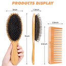 Boar Bristle Hair Brushes and Comb Set for Women men and Kids, Best Natural Bamboo Oval Paddle Hair brush with Wooden Detangling Comb suit for Curly Thick Thin Straight Wavy Long Short or Dry Hair URTHEONE Store