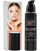 Face Tanner – Self Tan Serum w/Hyaluronic Acid and Organic Oils, Self Tanners Best Sellers, Facial Sunless Tanner for Natural Sunkissed Glow, Fake Tan Moisturizer, 2.0 fl (Light to Medium) GOLDEN STAR BEAUTY