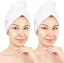 American Soft Linen 100% Cotton Hair Towels for Women, Head Towel Cap, Cotton Hair Turban Towel Wrap for Long Curly Anti Frizz Hair, Soft and Absorbent Cotton Hair Towels 2 Pack, Purple-Black Infinity Warehouse