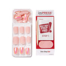 KISS imPRESS Press-On Manicure, Nail Kit, PureFit Technology, Short Press-On Nails, Keep in Touch, Includes Prep Pad, Mini File, Cuticle Stick, and 30 Fake Nails KISS