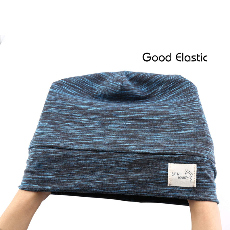 Sent Hair Silky Satin Lined Bonnet for Women Hair Cover Bonnet Sleep Cap Adjustable Slouchy Beanie Hat for Long Curly Hair,Braids,Dreadlocks(Blue) sent hair Store