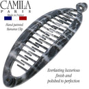Camila Paris CP3102 4.5 inch French Banana Clip Hair Comb Classic Girls Updo Flexible Ponytail Holder Interlocking Banana Combs, Fashion Durable Styling Hair Accessories for Women, Made in France Camila