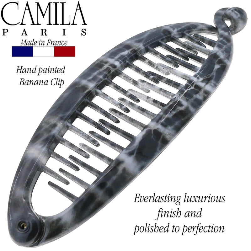 Camila Paris CP3102 4.5 inch French Banana Clip Hair Comb Classic Girls Updo Flexible Ponytail Holder Interlocking Banana Combs, Fashion Durable Styling Hair Accessories for Women, Made in France Camila