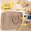 Fashionable Hanging Travel Toiletry Bag for Women and Men, Foldable Hygiene Bag, Bathroom, and Shower Organizer Kit with Elastic Band Holders for Toiletries, Cosmetics, Makeup, Brushes (Large) BOACAY Store