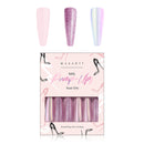 Makartt 24Pcs Extra Long Press on Nail Kit, XXL Ultra Long Pink Matte Glitter Holographic Acrylic Nail Tips False Nails 12 Sizes with Nail Glue Nail Stick Adhesive Tabs Manicure for DIY Nail Art Salon Makartt