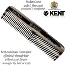 Kent A OT Small Double Tooth Hair Pocket Comb, Fine/Wide Tooth Comb For Hair, Beard and Mustache, Coarse/Fine Hair Grooming Comb for Men, Women and Kids. Saw Cut Hand Polished. Handmade in England KENT
