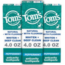 Tom's of Maine Whiten Plus Deep Clean Whitening Toothpaste, Natural Whitening Toothpaste with Plant-Based Cleansers, Enamel Safe, Whitens Without Causing Sensitivity, Peppermint, 4.0 oz (Pack of 3) Infinity Warehouse