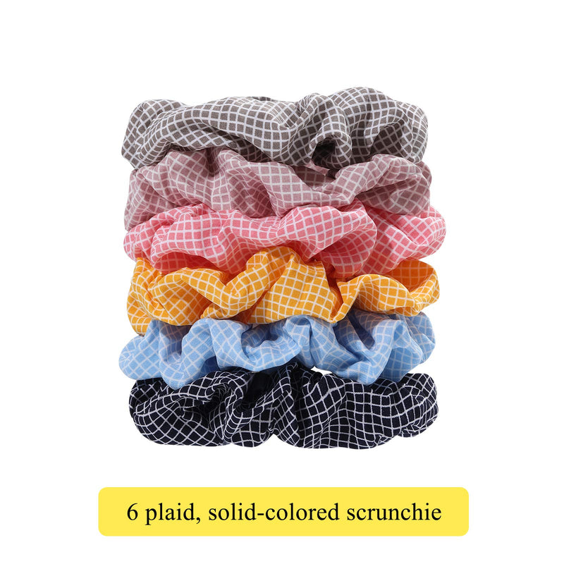 30 Pcs Hair Scrunchies Velvet Hair Chiffon and Linen Satin Elastic Flower Scrunchies Bobbles Soft Hair Ties Ropes Ponytail Holder Hair Accessories, Great for halloween Thanksgiving day and Christmas N-D