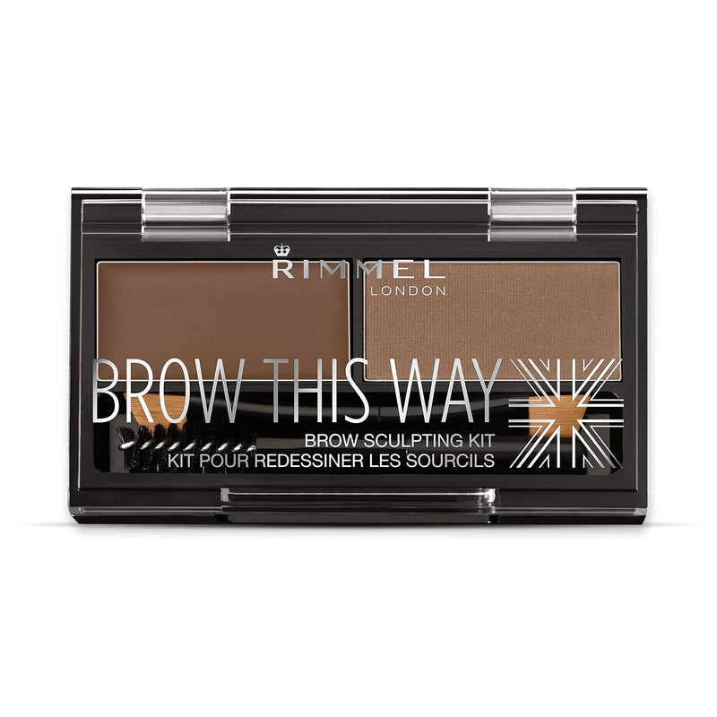 Rimmel Brow This Way Sculpting Kit, Medium Brown, Powder 0.04 Ounce, Wax 0.03 Ounce Rimmel