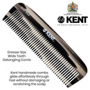 Kent 12T All Coarse Hair Detangling Comb Wide Teeth Pocket Comb for Thick Curly Wavy Hair. Hair Detangler Comb for Grooming Styling Hair, Beard and Mustache. Saw-Cut Hand Polished. Handmade in England KENT Store