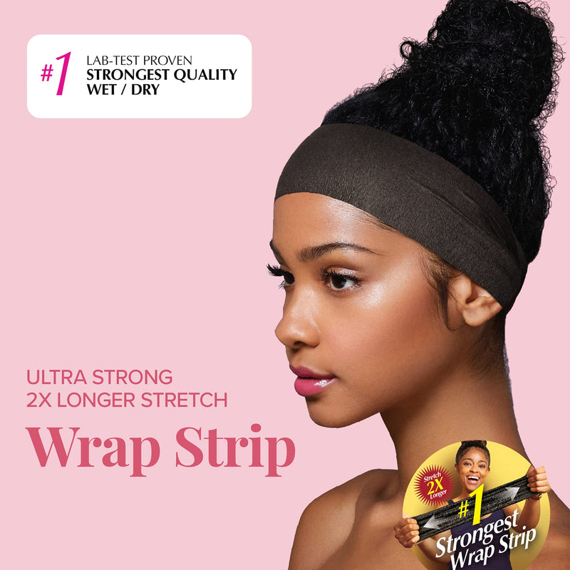 Red by Kiss Wrap Strip, Ultra Strong 2X Longer Stretch, 44 Strips, Black-3.5" (6 PACK) Red by Kiss