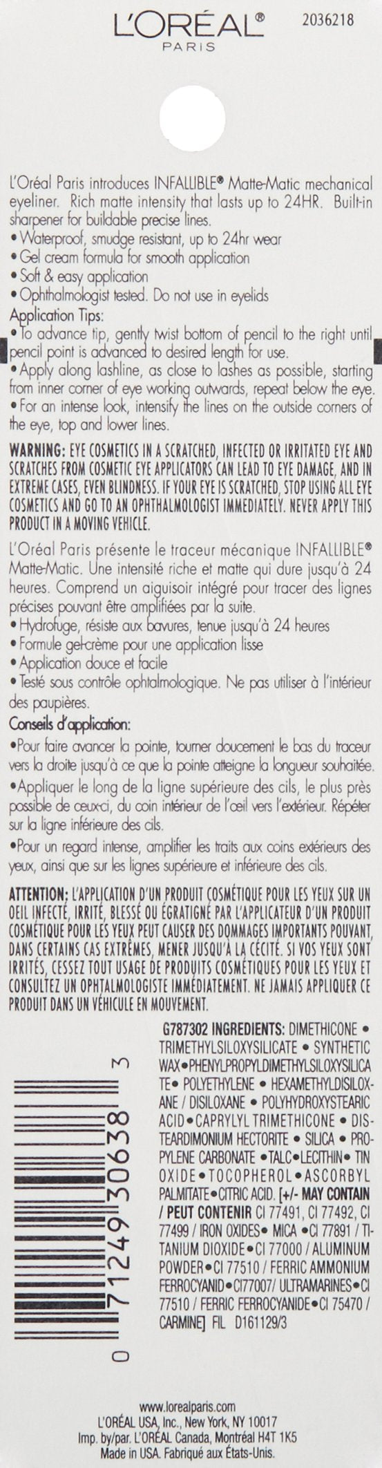 L'Oreal Paris Infallible Matte-Matic Mechanical Eyeliner, Deep Brown, 0.01 oz. L'Oréal Paris