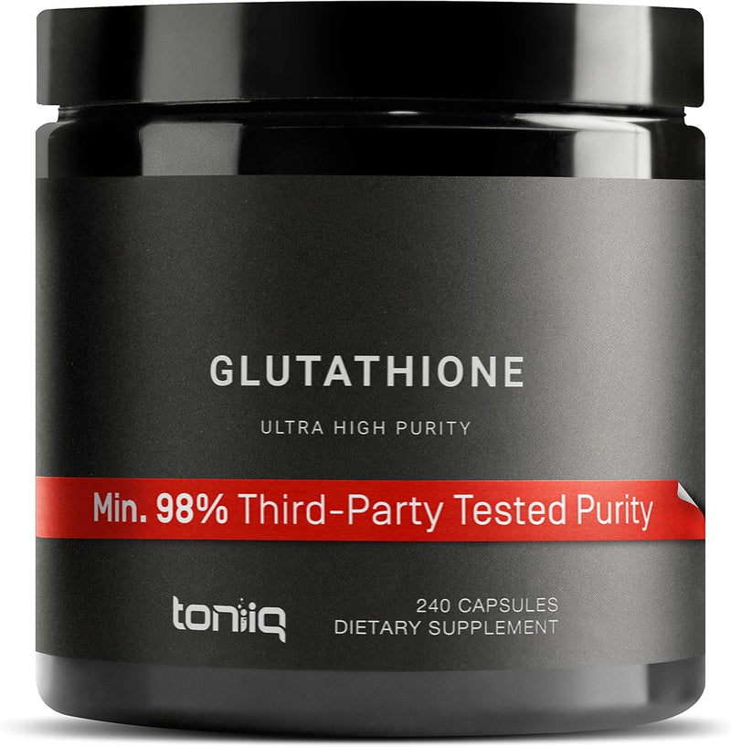 Toniiq Ultra High Strength Glutathione Capsules - 1000mg Concentrated Formula - 98%+ Highly Purified and Bioavailable - Non-GMO Fermentation - 60 Capsules Reduced Glutathione Supplement Infinity Warehouse