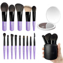 Jilier Travel Makeup Brush Set, 14 pcs Mini Makeup Brushes for Foundation, Powder, Eyeshadow, Highlight, Contour, Blush & Concealer, Small Makeup Brush Set Purse Size with Case Infinity Warehouse
