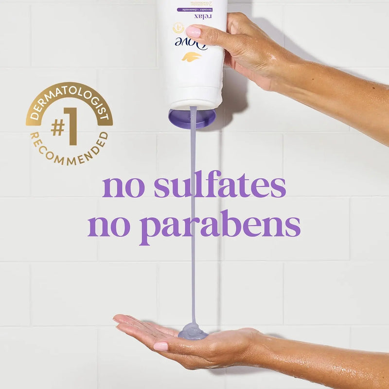 Dove Body Wash with Pump Relaxing Lavender Oil & Chamomile 3 Count for Renewed, Healthy-Looking Skin Gentle Skin Cleanser with 24hr Renewing MicroMoisture 30.6 oz Infinity Warehouse