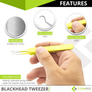 Blackhead Tweezer - Professional Curved Steel Tip Surgical Comedone & Splinter Extractor By Rapid Vitality. Ideal Blemish & Acne Remover Tool Means Flawless Facial Skin (Yellow) CYNAMED
