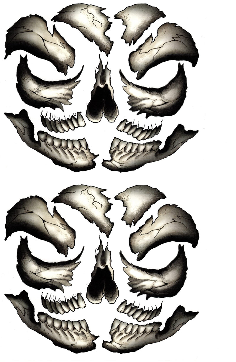 Halloween Realistic Temporary Costume American Made Make Up Face/Body Tattoo Kit Men or Women - (Scary Clown, Confused Clown, Skull) - 3 Kits Halloween Costume Tattoo