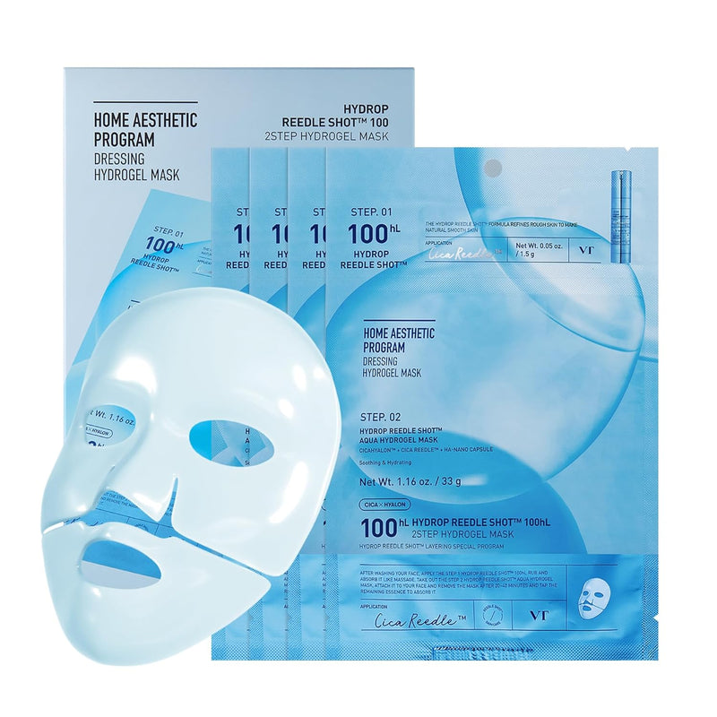 VT COSMETICS PDRN Hydrogel Mask(33gx4ea), Intensive Nourishing & Rejuvenating Overnight Mask, Skin Repair, Elasticity Boost, Hydrating & Plumping, Korean Skincare Infinity Warehouse