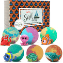 Kids Bath Bombs with Toys Inside - Gentle and Kid Safe, Gender Neutral, Bubble Bath Fizzies with Surprise Inside. Spa Bath Fizz Balls Kit. Birthday or Valentine Gift for Girls and Boys Mineral Me California