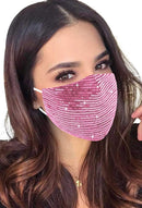 Halloween Masquerade Mask for Women Bling Sequins Fashion Party Face Mask for Girls (Pink) Auriviz