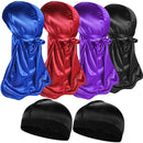 4+2 Silky Durag & Wave Cap Sets, Satin Doo Rags Compression Cap Pack for Men, D ROYBENS