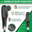 BEARDCLASS Premium Beard Straightener Comb - USA Designed for Beards! Fast Heating Electric Straightening Brush for Men with Anti-Scald Technology - Adjustable Temperature Portable Heated Straightner BEARDCLASS