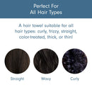 Scala (2 Pack) Large Microfiber 24" x 48" Hair Towel - Quick Drying, Ultra Absorbent, Anti Frizz for Long, Curly, Straight, or Color Treated Hair for Women, Includes Towel Clip Scala