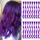 TOFAFA 16 Pcs Colored Hair Extensions Curly Wavy Clip in Synthetic Hairpiece Streak for Girls Women Kid, Multi-colors Party Highlights (Purple) TOFAFA Store