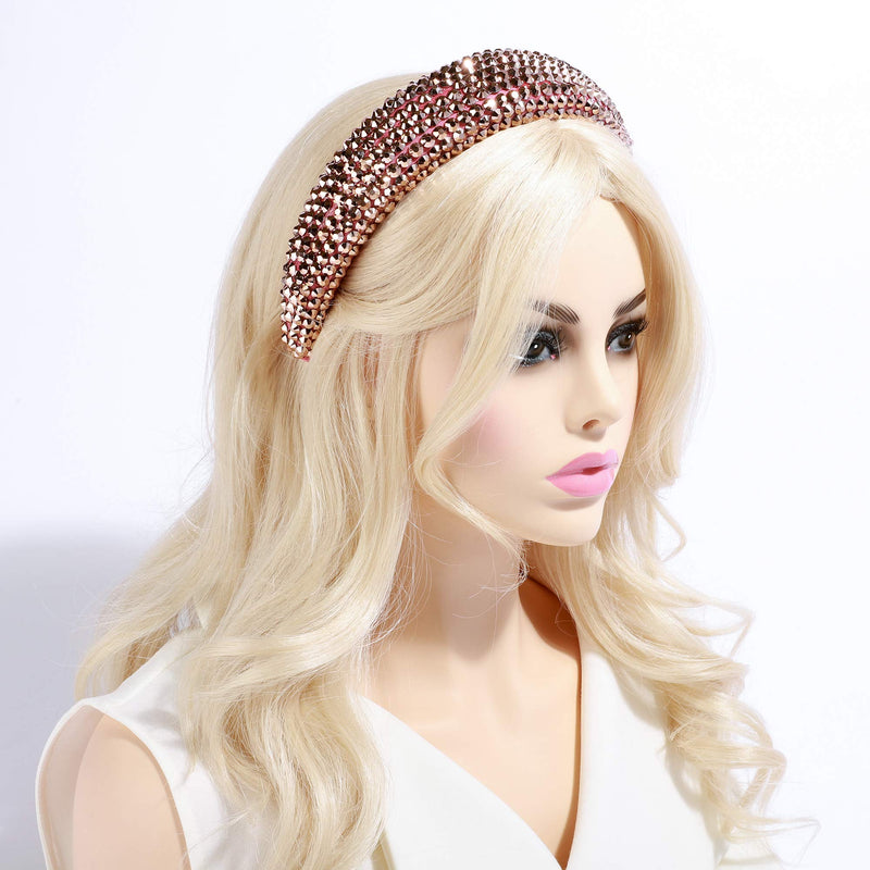 SP SOPHIA COLLECTION Women's Sparkling Crystal Padded Rhinestone Wide Bejeweled Hair Headband Party Hairband Hair Accessories in Rose Gold SP Sophia Collection