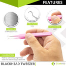 Blackhead Tweezer - Professional Curved Steel Tip Surgical Comedone & Splinter Extractor By Rapid Vitality. Ideal Blemish & Acne Remover Tool Means Flawless Facial Skin (Pink) CYNAMED