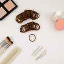 Heliums Small Brown Hair Elastics, 2mm Mini 1 Inch Sized Match Your Color Hair Ties for Kids, Braids and Fine Hair - 48 Count (Medium Brown) Heliums
