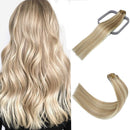 15In Ash Blonde with Bleach Blonde Clip In Hair Extensions 8A Grade Ombre Full Head Long Straight 100% Human Hair In Extensions 70g7PCS(15In