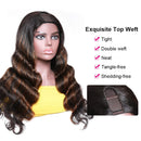 UNice Ombre Highlight U Part Wig Human Hair Body Wave for Black Women Middle Part, Brazilian Virgin Hair Glueless Full Head U Shape Clips in Half Wig 150% Density 18inch UNICE Store