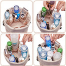 Barrel Makeup Bag Travel Drawstring Cosmetic Bag Toiletry Organizer Waterproof for Women and Girls(Small, Beige Flamingo) Narwey Store
