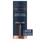 King C. Gillette Double Edge Safety Razor Chrome Plated Handle with 5 pack Platinum Coated Refills King C. Gillette