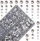 4000pcs Mixed Size Hot Fix Round Crystals Gems Glass Stones Hotfix Flat Back Rhinestones (Clear Crystal) Massive Beads