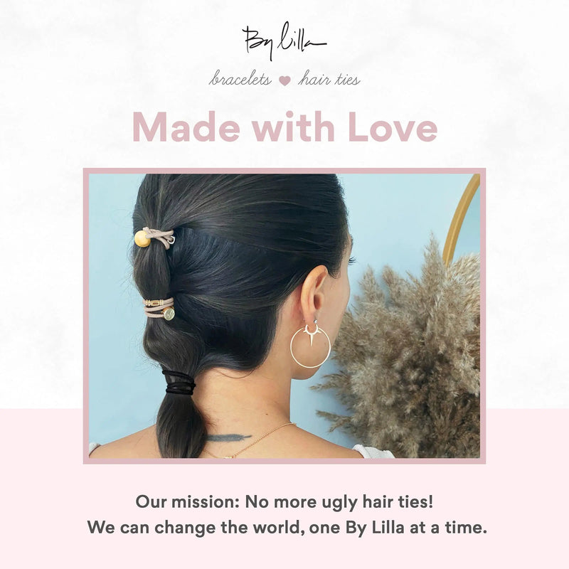 By Lilla Downtown Mini Stack Elastic Hair Ties and Bracelets | Set of 5 Hair Tie-Bracelets | Hair Accessories for Women | No Crease Hair Ties & Women’s Bracelets (Black / Gold / Nude / Brown) By Lilla