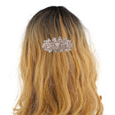 LUX ACCESSORIES Rose Gold Clear Crystal Rhinestones Hair Clip LUX ACCESSORIES