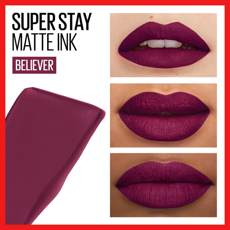 Maybelline New York SuperStay Matte Ink Liquid Lipstick, Believer, 0.17 Ounce Maybelline New York