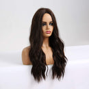 Esmee 24 Inches Long Wavy Black Brown Wigs Cosplay Costume Party Wig for Black Women Afro High Temperature Fiber Synthetic Hair Wigs Esmee