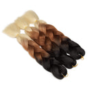 Ombre Jumbo Braiding Hair 24 inch Jumbo Braid Hair Extensions Jumbo Box Braids Crochet Hair Long for Women Kids DIY High Temperature Synthetic Fiber 3 Tones Black+ Brown+ Blonde 6 Bundles Benehair