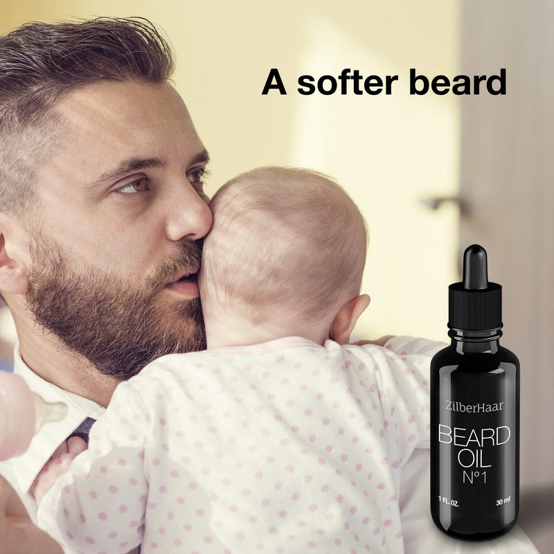 ZilberHaar Beard Oil + Pocket Beard Brush with Stiff Bristles Bundle ZilberHaar