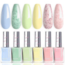 Beetles Jelly Nail Polish Set,6 Colors Pink Nude Jelly Quick Dry Nail Polish Fingernail Fast Drying & Long Lasting Nail Strengthener Polish Gifts for Women Infinity Warehouse