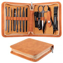FAMILIFE Manicure Set, Professional Manicure Kit Nail Clippers Set 13pcs Stainless Steel Pedicure Tools Kit Grooming Kit with Portable Brown Leather Travel Case for Women Girl Men FAMILIFE Store